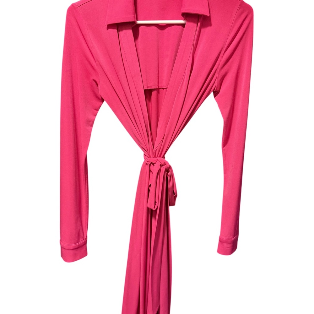 Calvin Klein Hot Pink Long Sleeve Tie-Front Dress